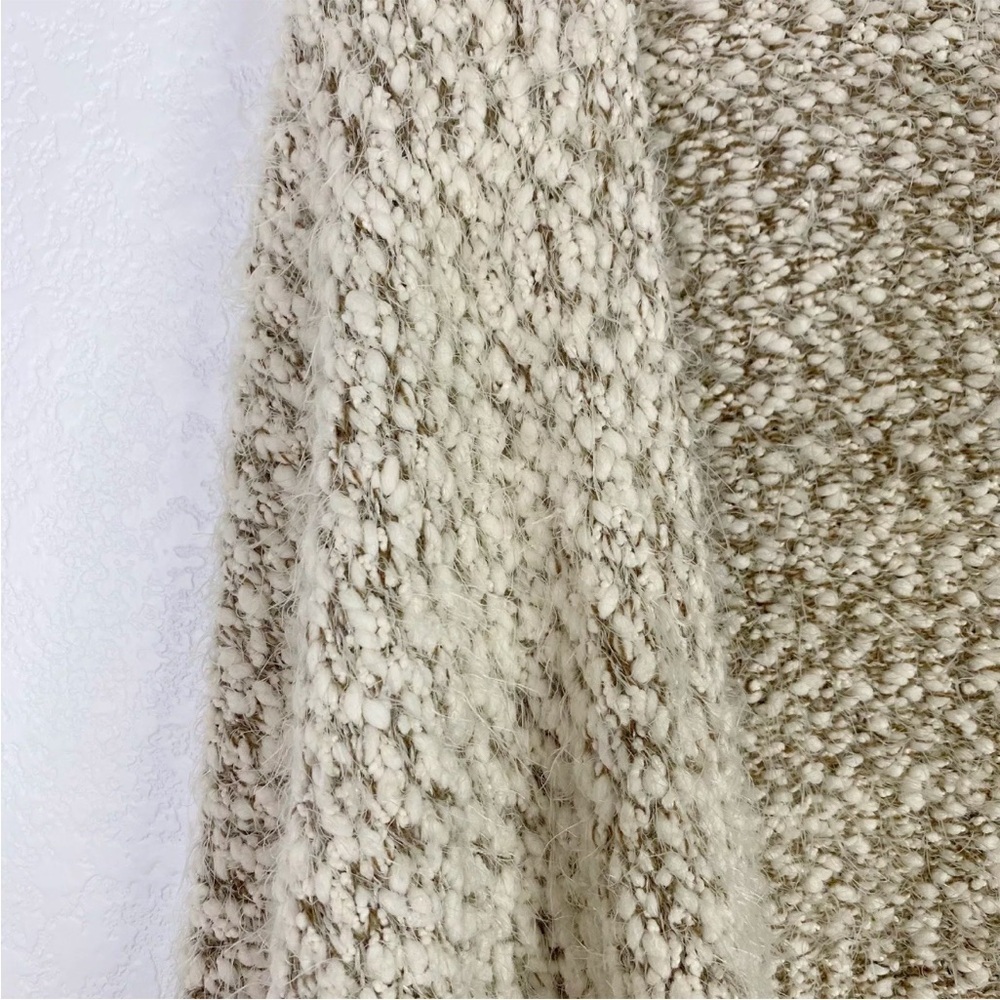 Umgee Womens Size Medium / Large Beige Chunky Knit Cardigan Fringe Sweater - Picture 5 of 7